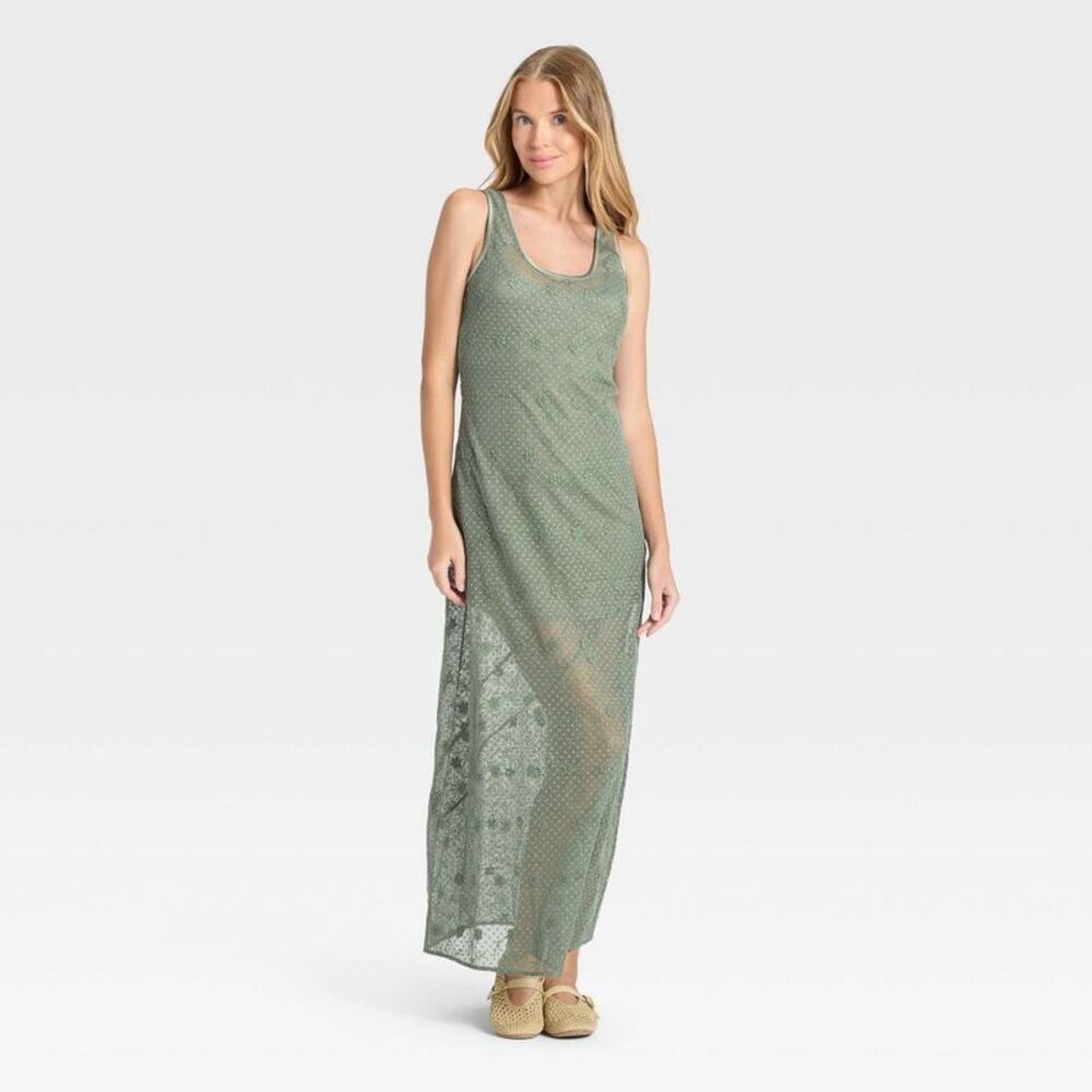 Women's Lace Maxi A-Line Dress - Universal Thread Green XS